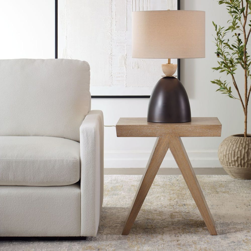 Tabouret d'appoint en bois de mindi 