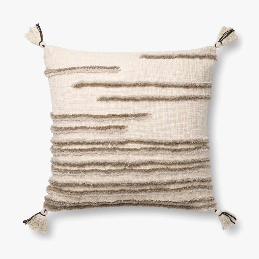 Coussin à rayures avec pompons