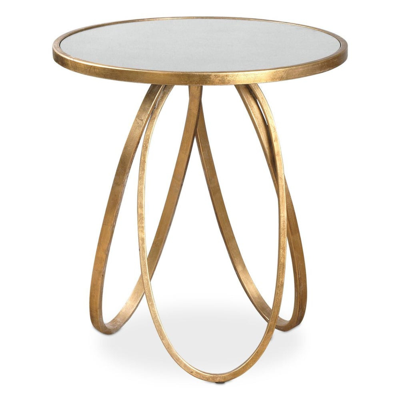 Table d'appoint antique en miroir et métal