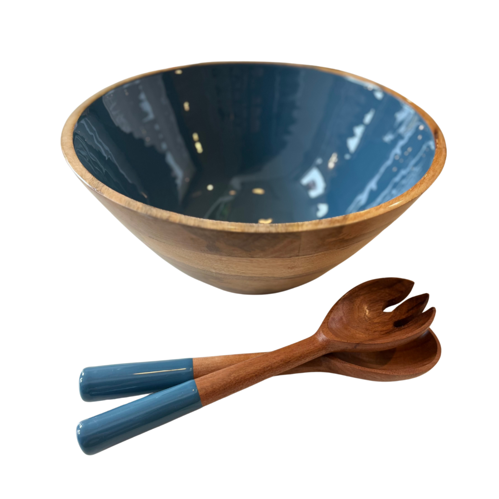 Ensemble bol rond et service en bois de manguier