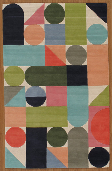 Tapis en laine de couleur géométrique
